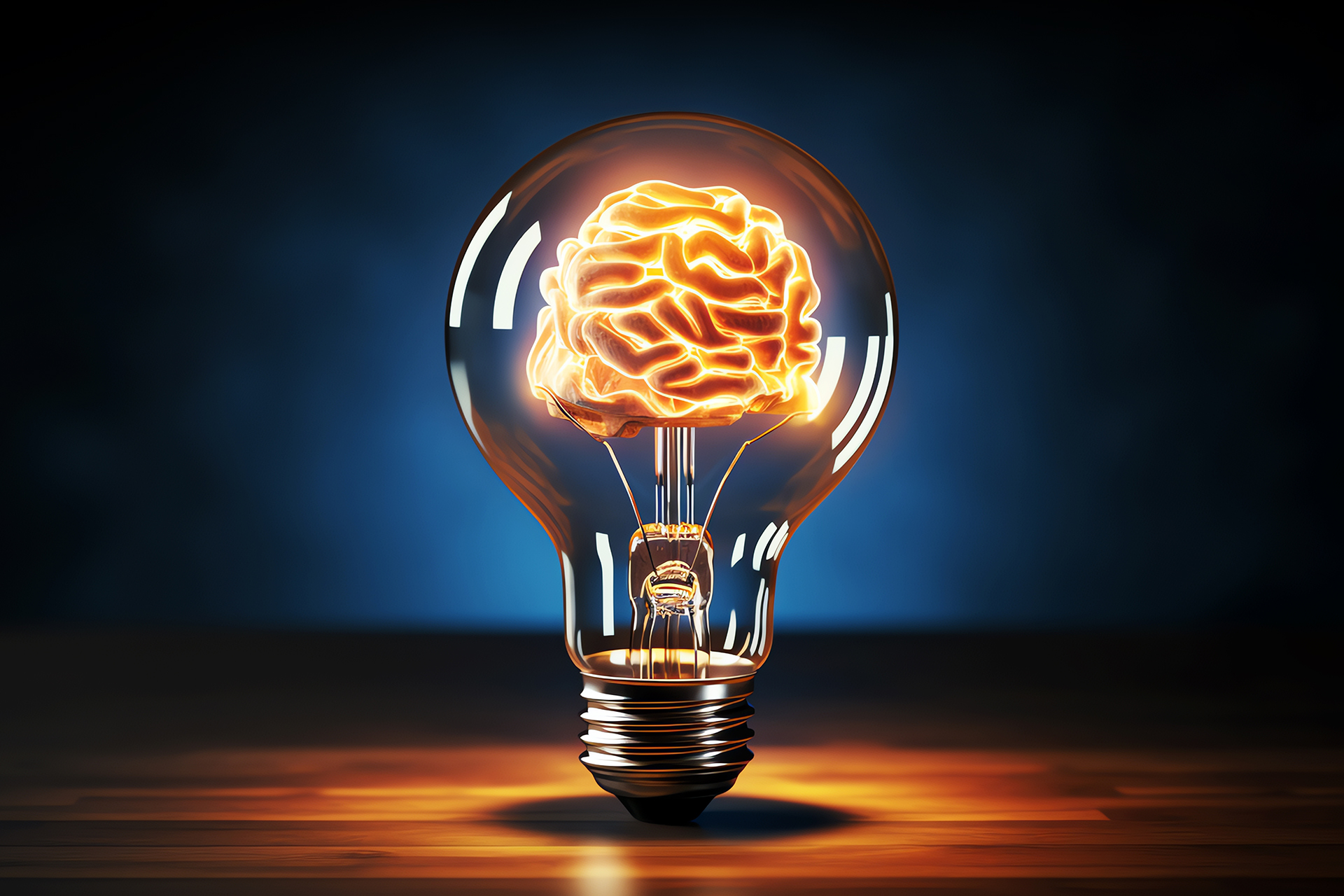 Brain lightbulb, AI generated image